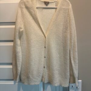 J. Jill Cream V-Neck Angora Blend Cardigan